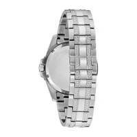 Bulova Crystal Mens Silver Tone Stainless Steel Watch Boxed Set 96k104