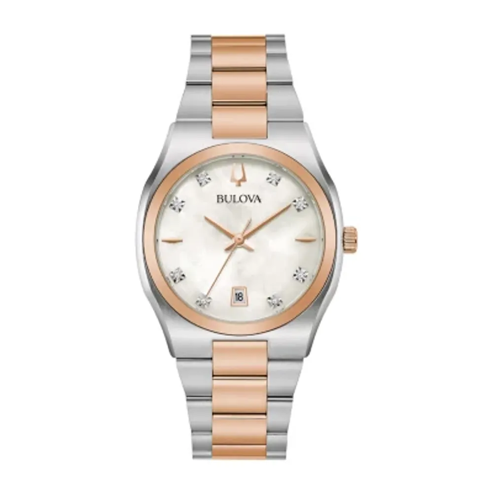 Bulova Classic Womens Two Tone Stainless Steel Bracelet Watch 98p199