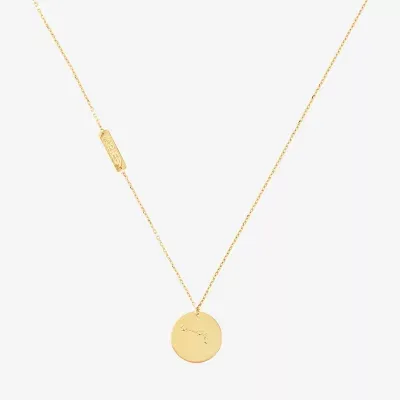 Womens Zodiac Constellation Coin Pendant Necklace 10K Gold