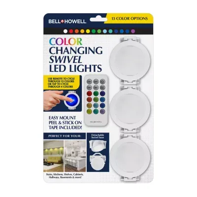 Bell + Howell Color Changing LED Puck Lights with Dimmable Feature and Includes Remote Control