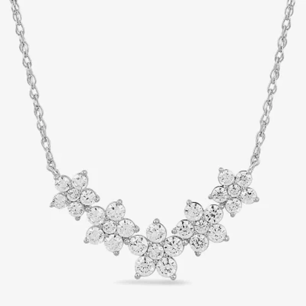 Diamond Blossom Womens 1 CT. T.W. Lab Grown White 10K Gold Flower Pendant Necklace