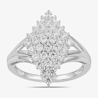 Womens 1 CT. T.W. Lab Grown White Diamond 10K or Yellow Gold Marquise Cluster Cocktail Ring