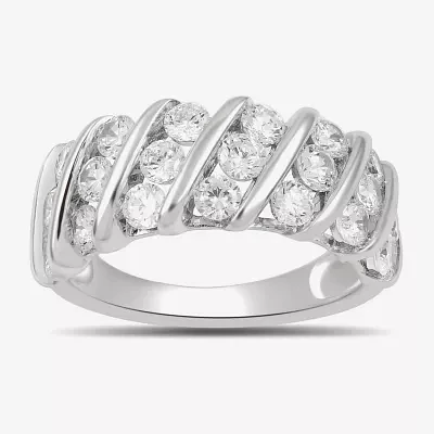 Womens 2 CT. T.W. Lab Grown White Diamond 10K Gold Cocktail Ring