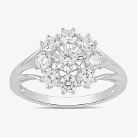 Diamond Blossom (H / I1-I2) Womens 1 CT. T.W. Lab Grown White 10K Gold Flower Cluster Cocktail Ring