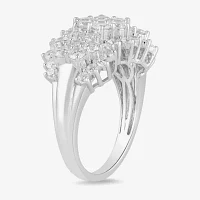 Diamond Blossom Womens 2 CT. T.W. Lab Grown White 10K Gold Cluster Cocktail Ring