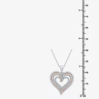 Womens 1 1/ CT. T.W. Lab Grown White Diamond 14K Rose Gold Over Silver Sterling Silver Heart Pendant Necklace