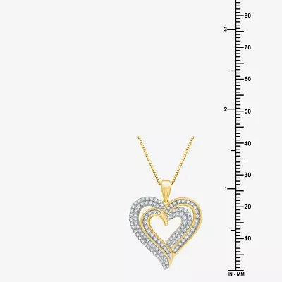 Womens 1 1/2 CT. T.W. Lab Grown White Diamond 14K Gold Over Silver Sterling Silver Heart Pendant Necklace