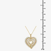Womens 2 CT. T.W. Lab Grown White Diamond 14K Gold Over Silver Sterling Silver Heart Pendant Necklace