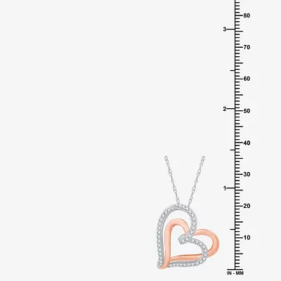 Womens 1/4 CT. T.W. Lab Grown White Diamond 14K Rose Gold Over Silver Sterling Silver Heart Pendant Necklace