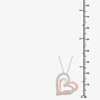 Womens 1/4 CT. T.W. Lab Grown White Diamond 14K Rose Gold Over Silver Sterling Silver Heart Pendant Necklace