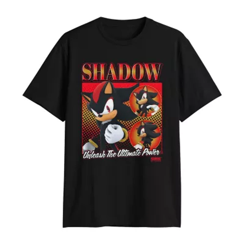 Mens Crew Neck Short Sleeve Regular Fit Sonic the Hedgehog Graphic T-Shirt