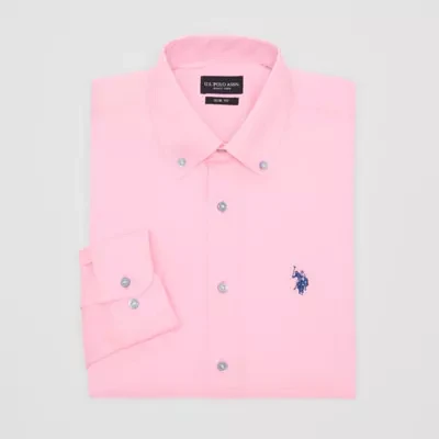 U.S. Polo Assn. Mens Slim Fit Stretch Fabric Long Sleeve Dress Shirt