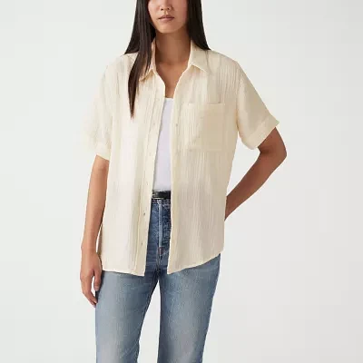 Levi's Womens Short Sleeve Regular Fit Button-Down Shirt