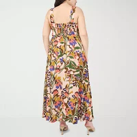 Sam And Jess Womens Sleeveless Floral Maxi Dress Plus