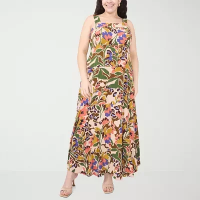 Sam And Jess Womens Sleeveless Floral Maxi Dress Plus