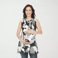 White Mark Maternity Womens Crew Neck Sleeveless Tunic Top