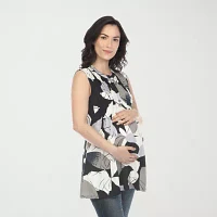 White Mark Maternity Womens Crew Neck Sleeveless Tunic Top