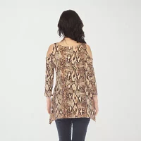 White Mark Maternity Womens Round Neck 3/4 Sleeve Tunic Top
