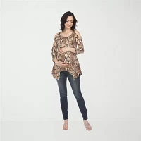 White Mark Maternity Womens Round Neck 3/4 Sleeve Tunic Top