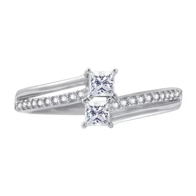 DiamonArt® Womens White Cubic Zirconia Sterling Silver Promise Ring