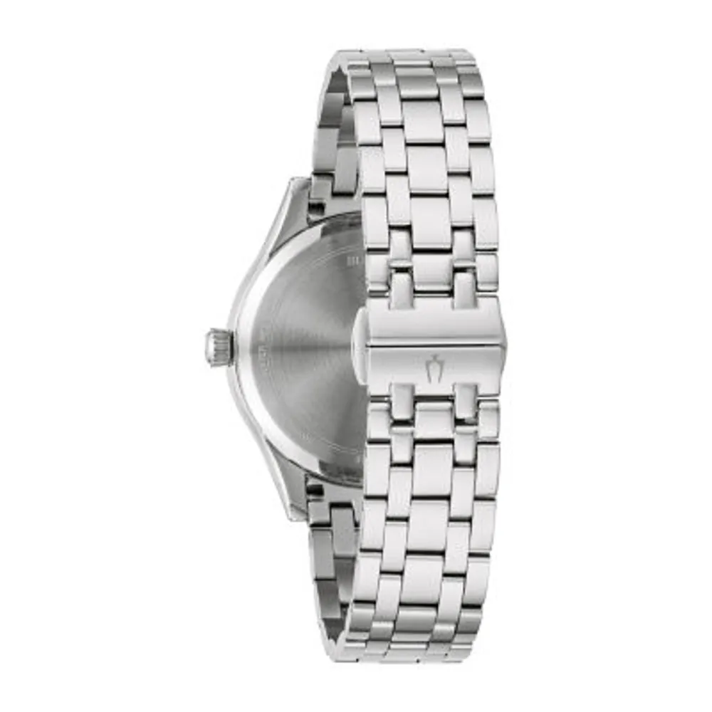 Bulova Classic Womens Diamond Accent Silver Tone Stainless Steel Bracelet Watch 96p220