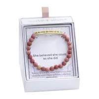 Sparkle Allure Empowerment Rhodonite 14K Gold Over Brass Bar Beaded Bracelet