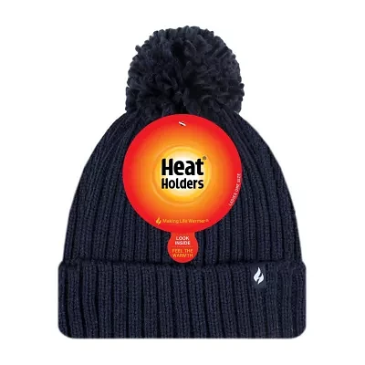 Heat Holders Arden Ribbed Pom Womens Moisture Wicking Beanie