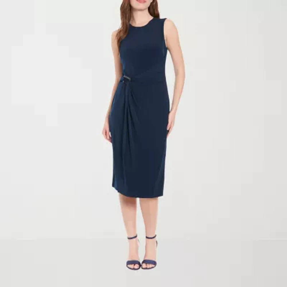 London Style Womens Sleeveless Midi Shift Dress