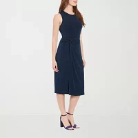 London Style Womens Sleeveless Midi Shift Dress