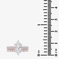 (G-H / Vs2-Si1) Womens 2 1/2 CT. T.W. Lab Grown White Diamond 14K Gold Marquise Side Stone Bridal Set