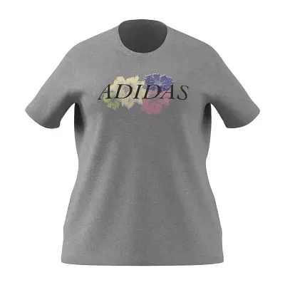 adidas Floral Linear Logo Graphic Tee (Plus Size)