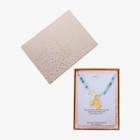 Footnotes Womens Blue Glass 10K Gold Over Brass 16 Inch Beaded Necklace