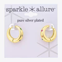Sparkle Allure Silver Reflections Womens Multi Color Glass 10K Gold Over Brass 18.9mm Star Hoop Earrings