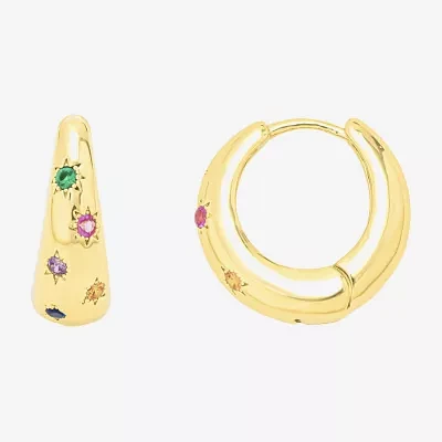 Sparkle Allure Silver Reflections Womens Multi Color Glass 10K Gold Over Brass 18.9mm Star Hoop Earrings