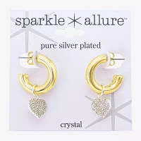 Sparkle Allure Womens Crystal 10K Gold Over Brass 17.9mm Heart Hoop Earrings