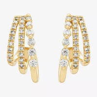 Womens 1/4 CT. T.W. Natural White Diamond 14K Gold 13mm Hoop Earrings