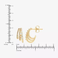 Womens 1/4 CT. T.W. Natural White Diamond 14K Gold 13mm Hoop Earrings