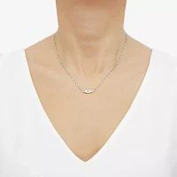 Womens Genuine White Mother Of Pearl 14K Gold Evil Eye 18 Inch Pendant Necklace