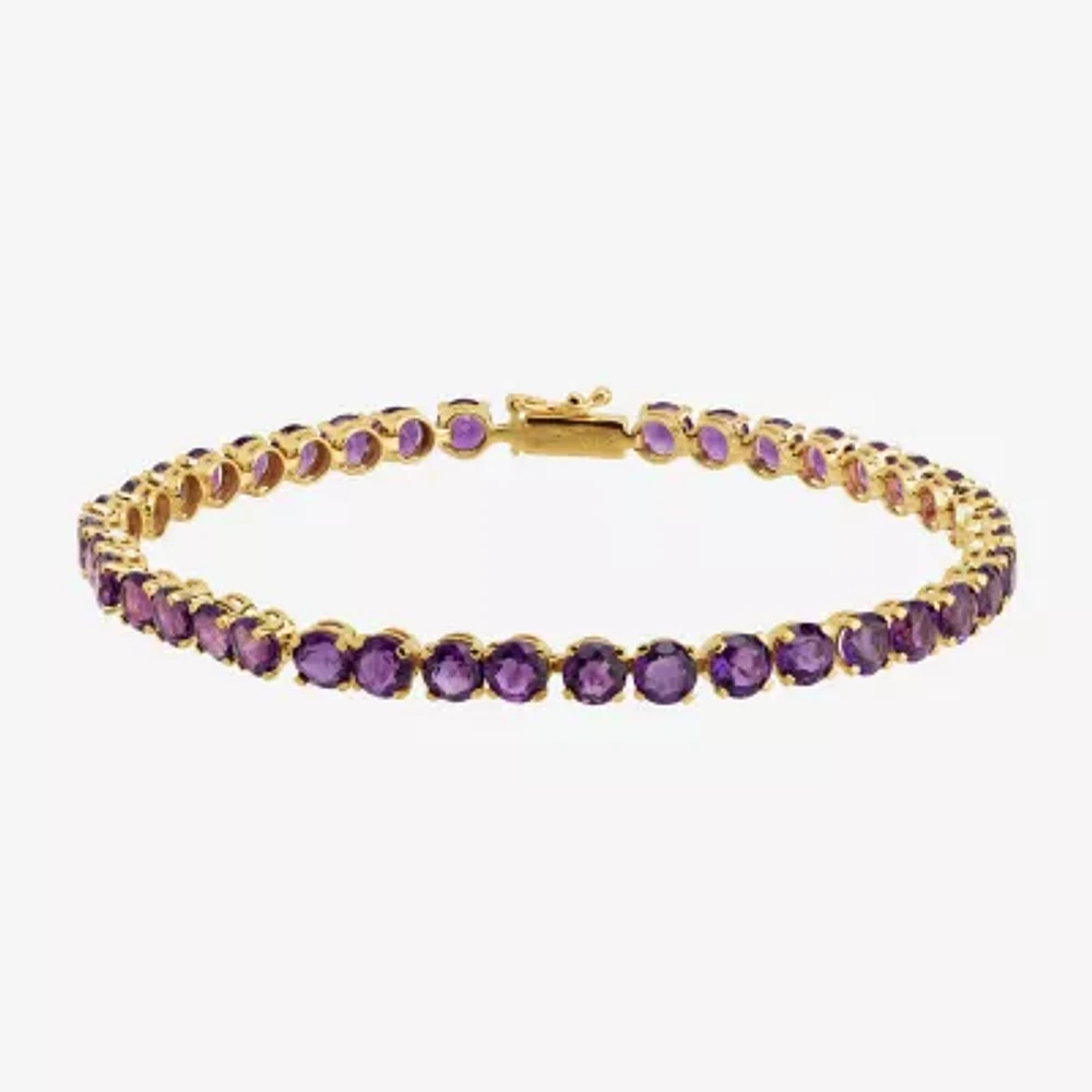Womens Genuine Purple Amethyst 14K Gold 7 Inch Tennis Bracelet