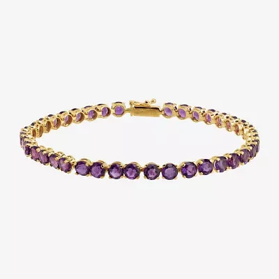 Womens Genuine Purple Amethyst 14K Gold 7 Inch Tennis Bracelet