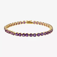 Womens Genuine Purple Amethyst 14K Gold 7 Inch Tennis Bracelet
