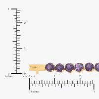 Womens Genuine Purple Amethyst 14K Gold 7 Inch Tennis Bracelet