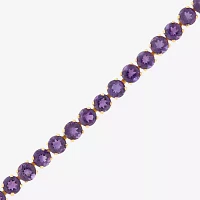Womens Genuine Purple Amethyst 14K Gold 7 Inch Tennis Bracelet