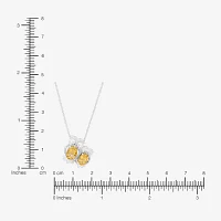 Owl Womens Diamond Accent Genuine Yellow Citrine Sterling Silver 18 Inch Pendant Necklace