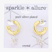 Sparkle Allure Womens Crystal 10K Gold Over Brass 17.9mm Flower Hoop Earrings