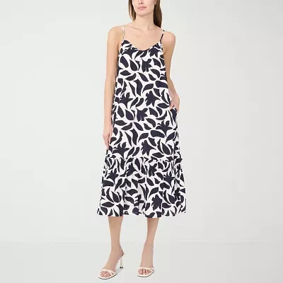 MSK Womens Sleeveless Floral Midi Shift Dress