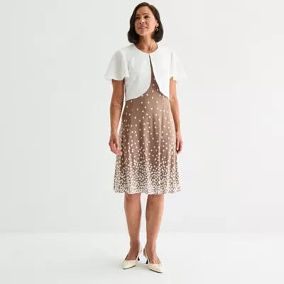 Perceptions Womens Floral Jacket Dress Petite