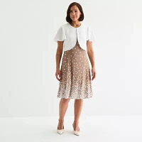 Perceptions Womens Floral Jacket Dress Petite