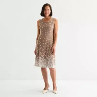 Perceptions Womens Floral Jacket Dress Petite