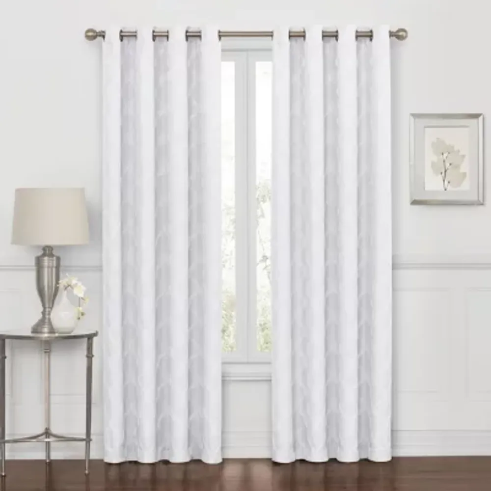 Max Blackout Prescott Grommet Top Embroidered 100% Single Curtain Panel